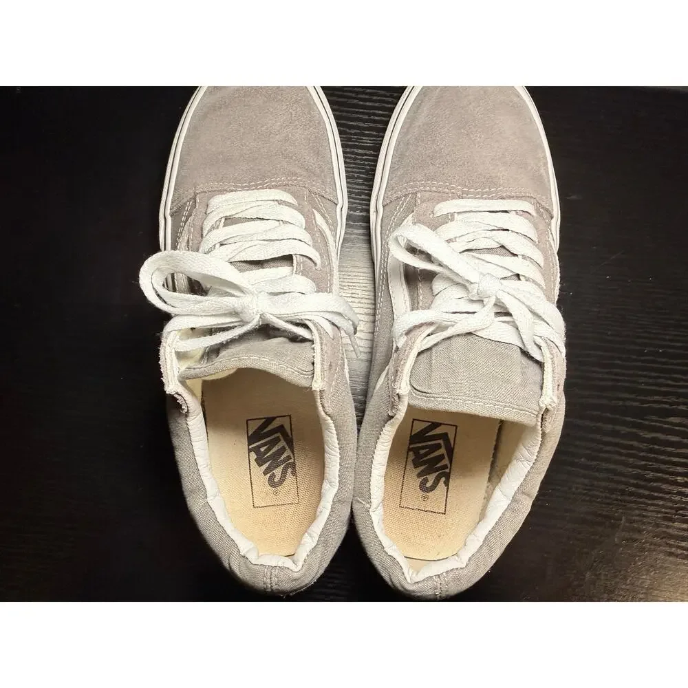 Vans Old Skool Gray White Suede Canvas Sneakers Men’s 8.5 Women’s 10 skate shoes